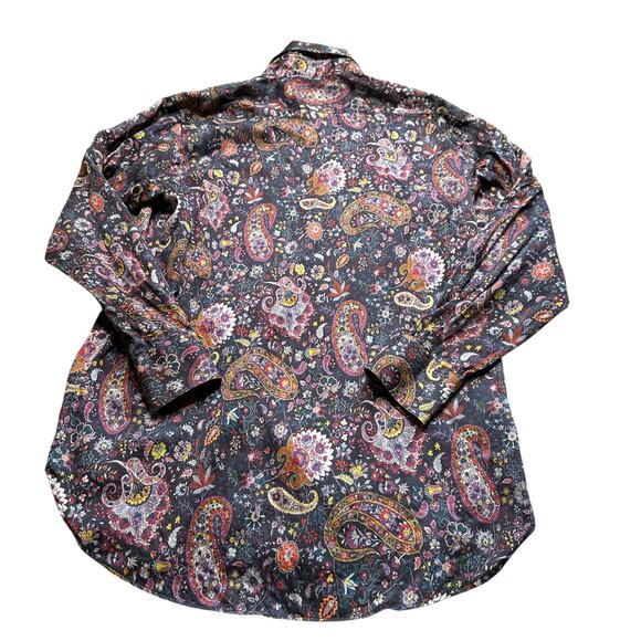 ETRO Colorful Floral Paisley Pattern Long Sleeve Button Down Shirt Men's 41 Boho - Picture 2 of 5